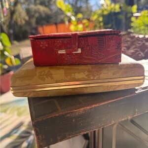 Vintage Chinese stone set & 1960 jewel box